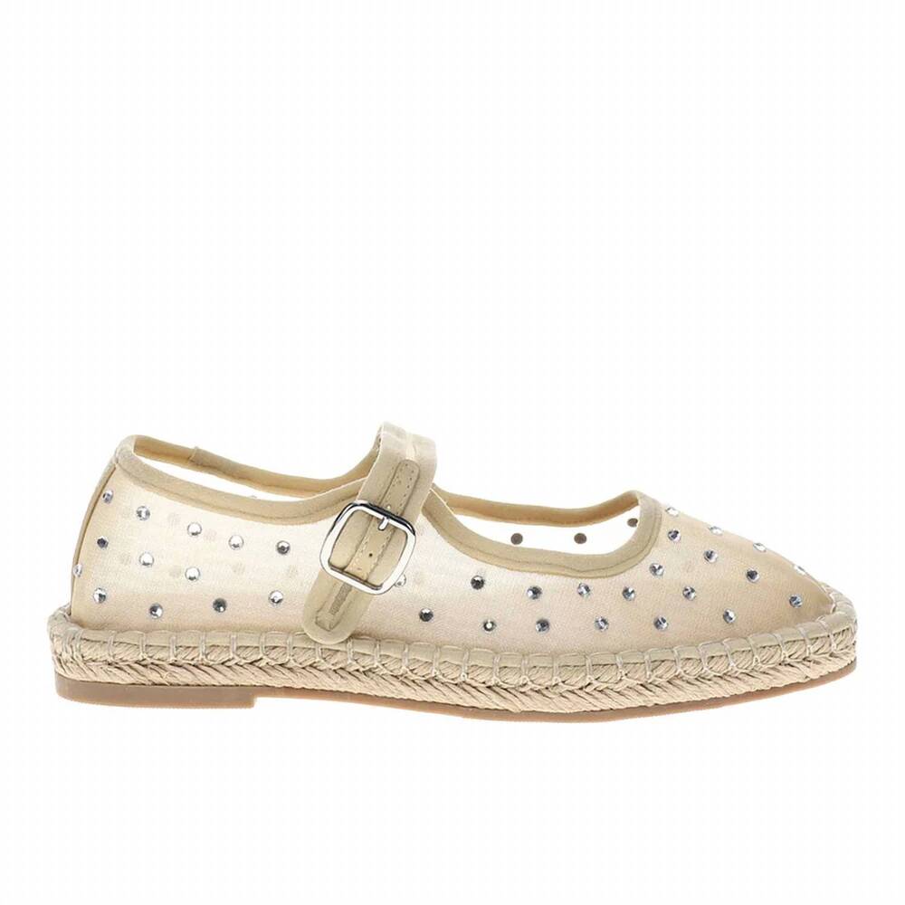 NEW MATISSE women's meg rhinestone and mesh buckle flat in nude